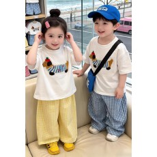 批发纯棉抖音质量兄妹装<b class='q'>套装</b>男童<b class='q'>夏</b>季短袖长裤女<b class='q'>宝宝</b><b class='q'>夏</b>款儿童姐弟装