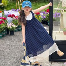 批发女童连衣裙套装<b class='q'>夏</b>季2026新款儿童洋气时髦格子裙子大童女孩<b class='q'>夏</b>装