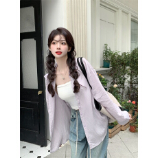 批发纯色防晒衣女薄款网纱超仙夏季开衫衬衫上衣长袖<b class='q'>雪纺衫</b>