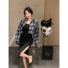 批发百搭简约格子港风衬衫女长袖衬衣长袖上衣春夏女装<b class='q'>街头</b>