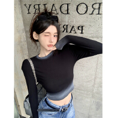 批发美式甜辣辣妹长袖打底衫跳舞爵士短款上衣