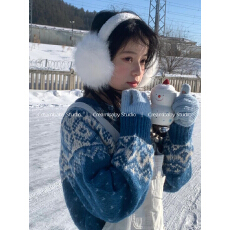 批发深秋初冬穿搭今年流行<b class='q'>复古</b>费尔岛毛衣女小个子