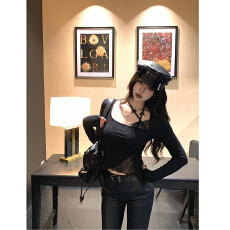 批发纯欲辣妹挂脖上衣女<b class='q'>秋</b>冬不规则新年红色