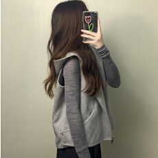 批发连帽马甲+打底衫上衣女<b class='q'>秋</b>季新款高级宽松百搭