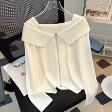 批发薄绒T恤设计感拉链<b class='q'>打底衫</b>德绒绝美一字肩上衣女秋冬季<b class='q'>大码</b>女装