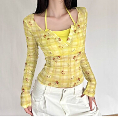 批发韩版辣妹风长袖T恤女休闲百搭简约<b class='q'>通勤</b>修身显瘦上衣