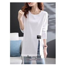 批发<b class='q'>长袖</b>白T恤女装2026春秋季下摆开叉设计感上衣宽松休闲<b class='q'>打底衫</b>