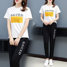 批发运动套装女学生休闲时尚宽松运动服短袖<b class='q'>九分</b>裤两件套装