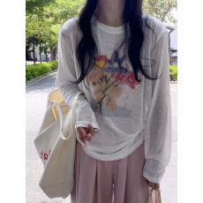 批发防晒<b class='q'>T</b><b class='q'>恤</b><b class='q'>长袖</b>夏季新款宽松印花韩版显瘦上衣女