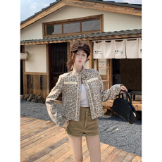 批发2026美式复古豹纹立领长袖<b class='q'>外套</b>女装秋季气质百搭宽松<b class='q'>显瘦</b>上衣