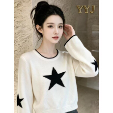 小众设计圆领毛衣女秋冬2026新款宽松显瘦休闲百搭针织衫上衣