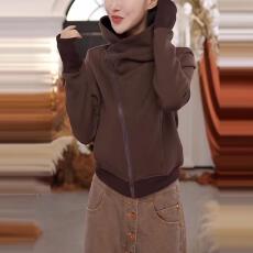 批发高级感斜拉链连帽长袖卫衣<b class='q'>外套</b>女装早秋季新款显瘦<b class='q'>短款</b>黑色上衣