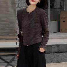 批发圆领秋季时尚针织衫2025新款纯色套头个性<b class='q'>韩版</b>女装休闲风慵懒上衣