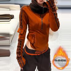 批发美式潮流小众复古连帽撞色卫衣女装<b class='q'>秋</b>冬新款长袖修身显瘦运动上衣