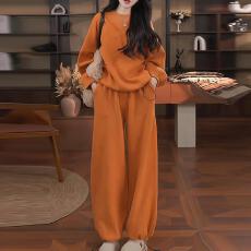 秋冬新款时尚休闲经典简约韩系百搭设计感时尚别致上衣休闲裤套装