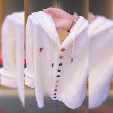 批发多巴胺彩扣连帽抽绳<b class='q'>针织</b><b class='q'>开衫</b><b class='q'>女</b>春夏韩系洋气新款小香风长袖上衣潮