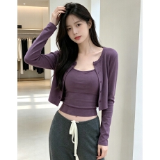 批发早春季新款小<b class='q'>吊带</b>背心女无袖紫色内搭修身打底上衣