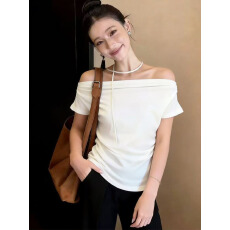 批发性感chic一字肩百搭T恤女辣妹<b class='q'>修身</b>显瘦<b class='q'>打底衫</b>短袖上衣