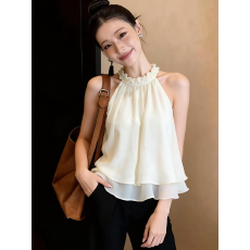 夏季独特纯欲修身显瘦挂脖吊带背心女设计感外穿辣妹露肩无袖上衣