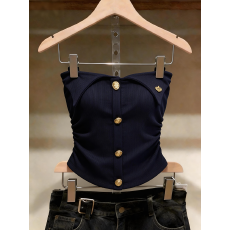 批发夏季性感辣妹<b class='q'>显瘦</b>抹胸背心女内搭外穿设计感小众高腰短款无袖上衣