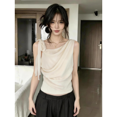 批发法式性感复古露肩无袖吊带<b class='q'>背心女</b>外穿独特绝美设计感巨好看上衣夏