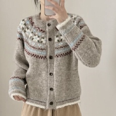 批发已出货  <b class='q'>韩国</b>chic高级感毛衣外套宽松复古撞色慵懒风针织开衫