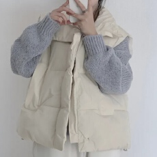 批发已出货 韩国chic宽松百搭羽绒棉马夹背心坎肩外穿短款外套