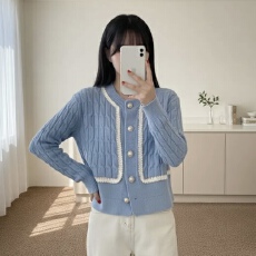 批发已出货 <b class='q'>韩国</b>chic慵懒软糯小香风针织外套宽松外穿上衣短款