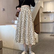 批发已出货 韩国chic<b class='q'>半身</b>裙新款中长款裙子雪纺高腰a字裙