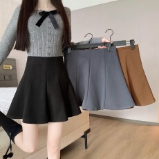 批发实拍~大码胖MM冬季韩版高腰显瘦荷叶边遮胯加厚毛呢A字短裙<b class='q'>防走光</b>