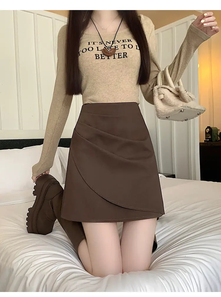 고무 블랙 레그 핀턱 스타일 스커트 상세 이미지 7