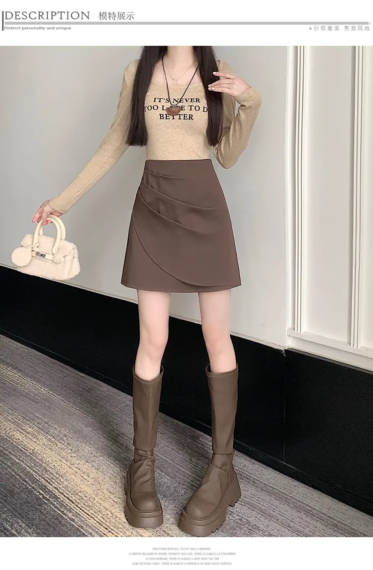 고무 블랙 레그 핀턱 스타일 스커트 상세 이미지 9