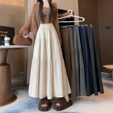 批发实拍大码胖MM秋冬韩版百搭毛呢大摆伞裙高腰ins超火A字裙半身裙