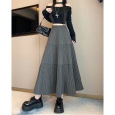 批发实拍大码胖MM秋冬韩版百搭毛呢大摆伞裙高腰ins超火A字裙半身裙