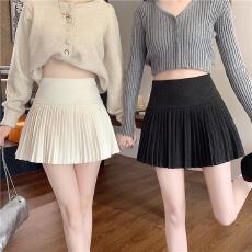 批发灰色毛呢百褶裙女秋冬新款高腰a字半身裙jk梨形伯克利短裙子