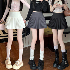 批发纯色西服春夏<b class='q'>百褶</b>裙女新款高腰a字<b class='q'>半身裙</b>jk梨形伯克利短裙子