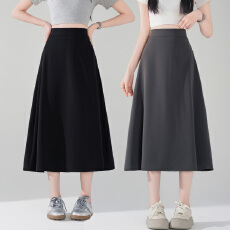 批发实拍大码胖MM春<b class='q'>夏</b>季新款显瘦百搭韩版纯色小黑裙薄料半身裙黑色