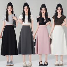 批发实拍大码胖MM春<b class='q'>夏</b>季新款显瘦百搭韩版纯色小黑裙薄料半身裙黑色