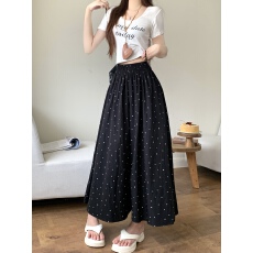 批发实拍大码新款春夏温柔风波点长<b class='q'>裤</b>女简约显瘦百搭休闲遮胯阔腿<b class='q'>裤</b>子