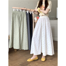 批发实拍大码新款<b class='q'>春</b>夏温柔风波点长裤女简约显瘦百搭休闲遮胯阔腿裤子