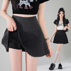 批发纯色西服春夏百褶裙女<b class='q'>新款</b>高腰a字<b class='q'>半身裙</b>jk梨形伯克利短裙子