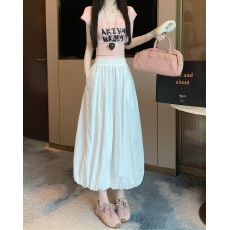 批发大码<b class='q'>夏</b>季新款设计感纯色花苞裙长裙a字<b class='q'>夏</b>季高腰显瘦半身裙百搭女