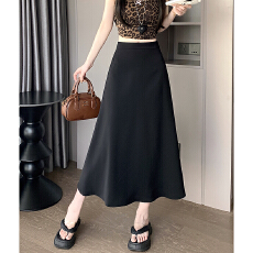 实拍大码胖MM夏季新款显瘦百搭韩版纯色小黑裙薄料半身裙黑色