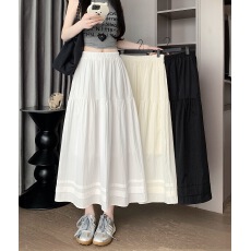 批发实拍大码胖MM白色<b class='q'>半身裙</b>女春夏新款<b class='q'>高腰</b>显瘦中长裙大摆a字长裙
