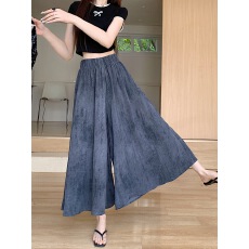 批发大码热卖质量扎染冰丝裙裤女夏薄款宽松大摆裤垂感<b class='q'>休闲</b>阔腿裙裤