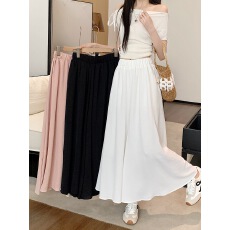 批发实拍胖MM<b class='q'>夏</b>季新款裙裤高腰a字半身裙中长款褶皱伞裙阔腿裤