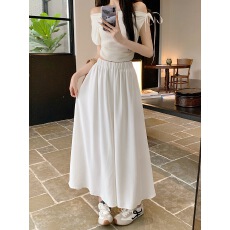 批发实拍胖MM<b class='q'>夏</b>季新款裙裤高腰a字半身裙中长款褶皱伞裙阔腿裤