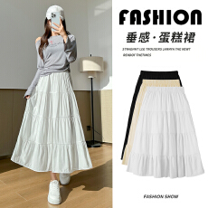 批发<b class='q'>实拍</b>~胖MM半身裙女韩版a字裙高腰显瘦拼接蛋糕裙百搭中长款裙子