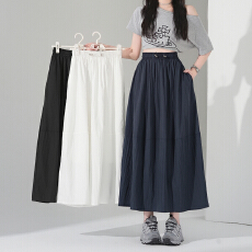 批发大码胖MM秋季新款遮肉显瘦休闲女时尚系带抽绳口袋内衬a字半身裙