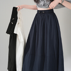 批发大码胖MM秋季新款遮肉显瘦休闲女时尚系带抽绳口袋内衬a字半身裙